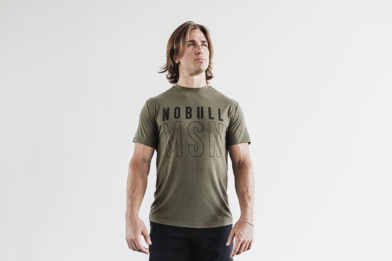 Green Men's Nobull Madison T-Shirts | ZQMJTO-180