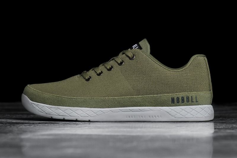 Green Men's Nobull Moss Canvas Trainers | AKOBTQ-673