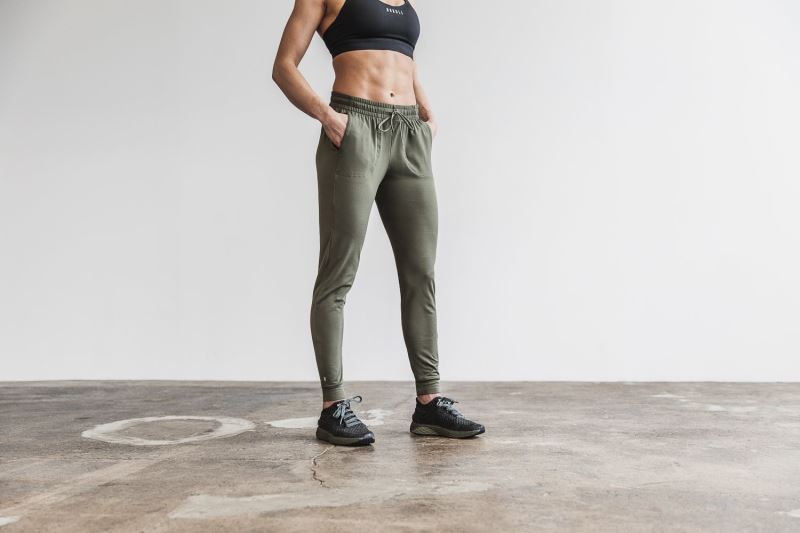 Green Women's Nobull Adjustable Joggers | XSEQOI-093