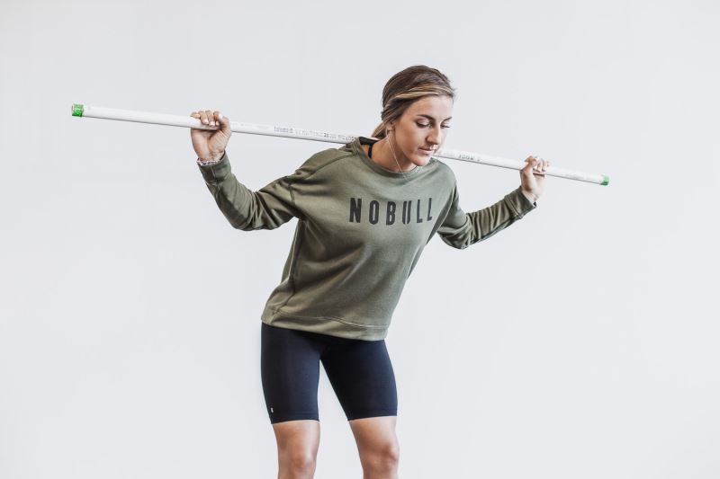 Green Women's Nobull Crew Sweatshirt | ZSNYOW-897