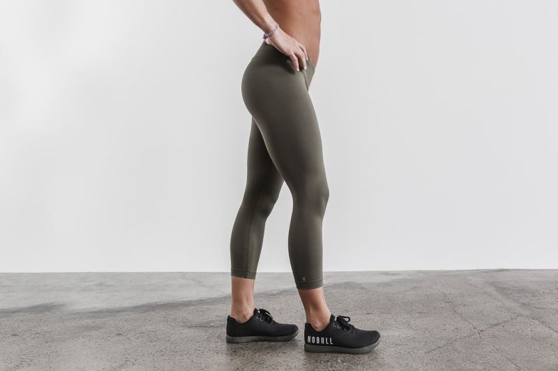 Green Women's Nobull Crop Tights | CGSOVW-037