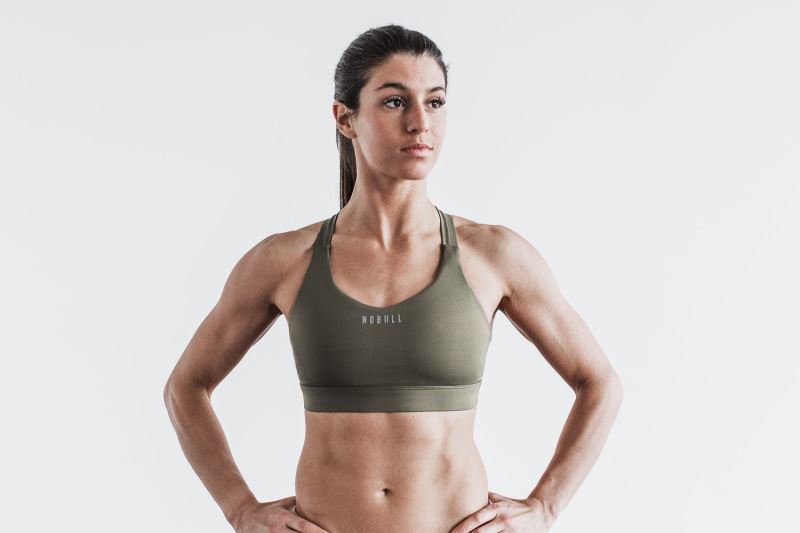 Green Women's Nobull Pace Sports Bras | CTGINZ-406