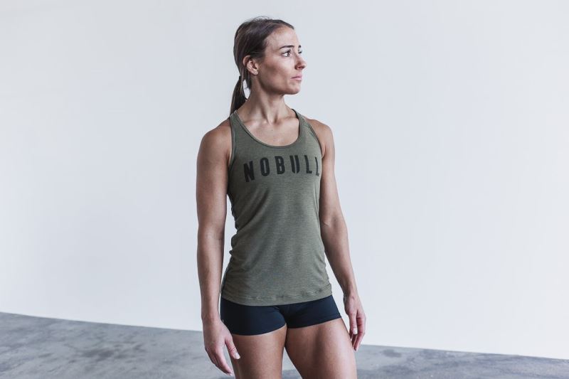 Green Women's Nobull Racerback Classic Colors Tanks | GULOCB-471