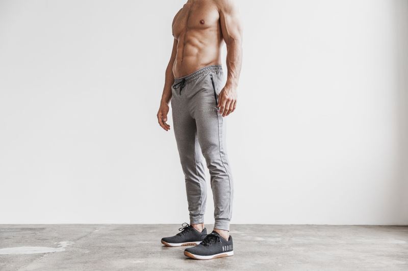 Grey Men's Nobull Adjustable Joggers | BIAHYK-647