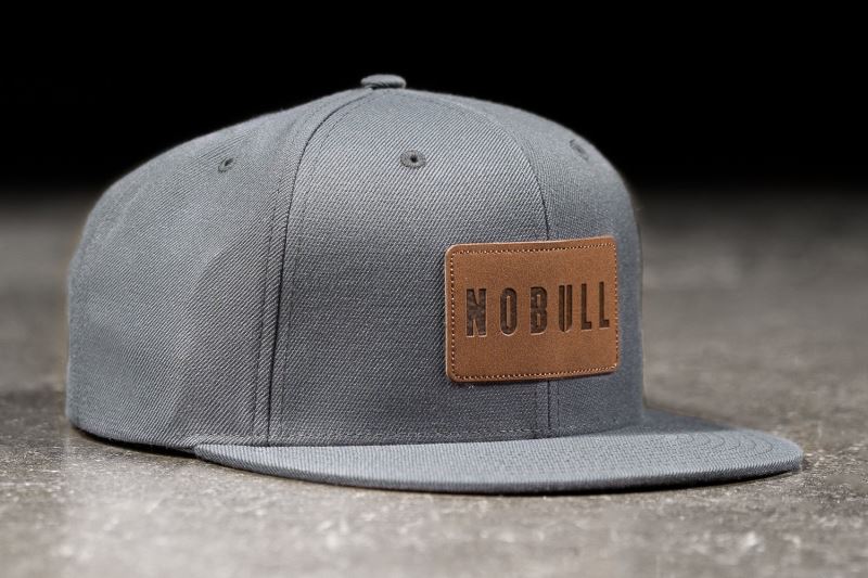 Grey Men's Nobull Flat-Brim Snapback Hats | QLBWYK-190