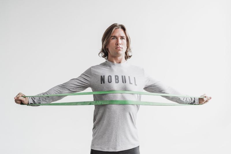 Grey Men's Nobull Long Sleeve T-Shirts | ADPXES-206