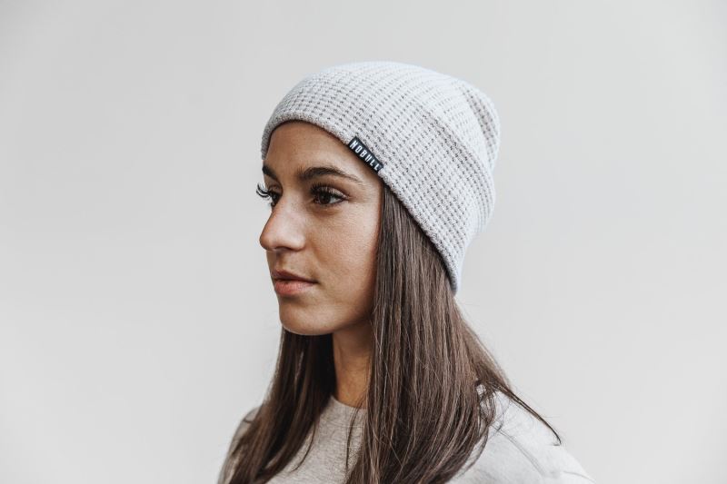 Grey Men's Nobull Waffle Beanies | DYZXIF-509