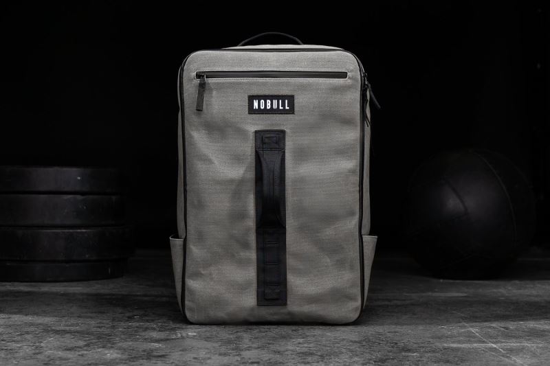 Grey Men's Nobull Waxed Canvas Backpack Bags | AIHUVW-650