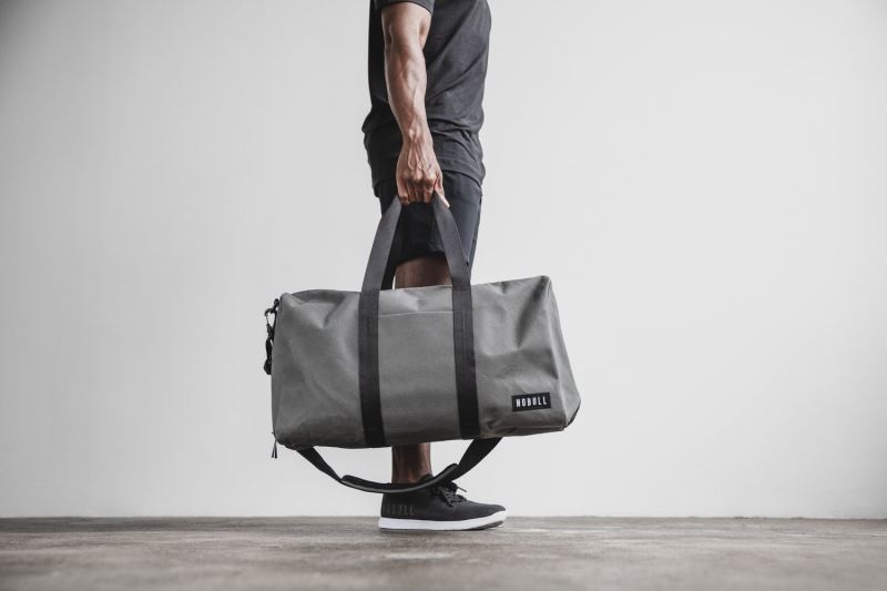 Grey Men's Nobull Waxed Canvas Duffle Bags | QLHRIU-739