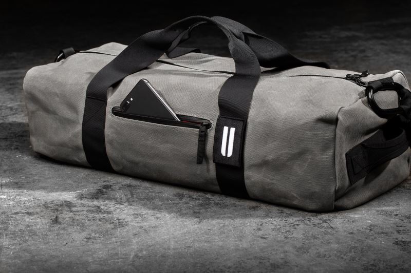 Grey Men's Nobull Waxed Canvas Traditional Duffle Bags | MXPUIC-639