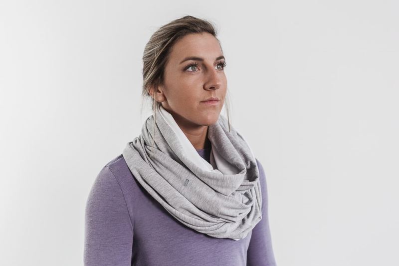 Grey White Men's Nobull Two-Tone Infinity Scarves | HJSPBG-870