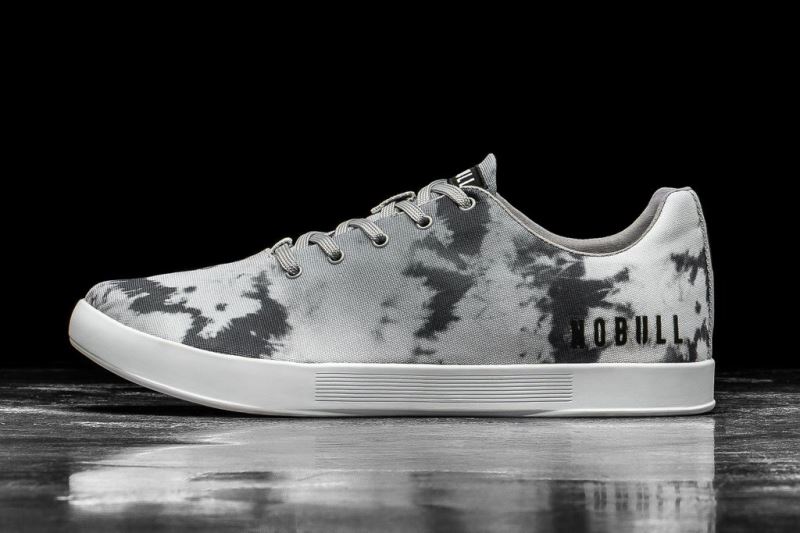 Grey Women's Nobull Cloud Tie-Dye Canvas Trainers | JTPNQL-362