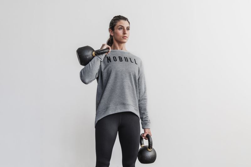 Grey Women's Nobull Crew Sweatshirt | SBDZNE-872