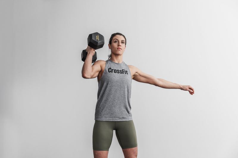 Grey Women's Nobull Crossfit High-Neck Tanks | KUGSNE-630