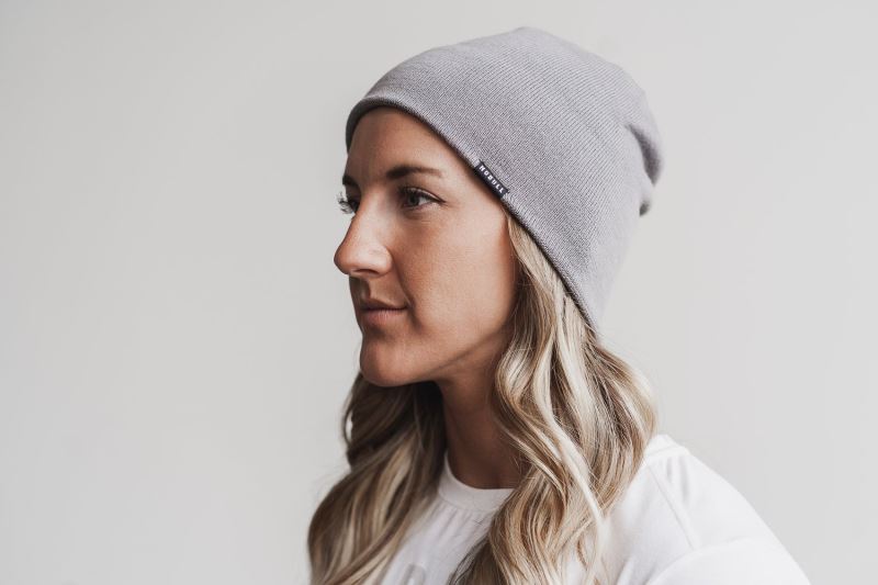 Grey Women's Nobull Fitted Beanies | SKYRLQ-586