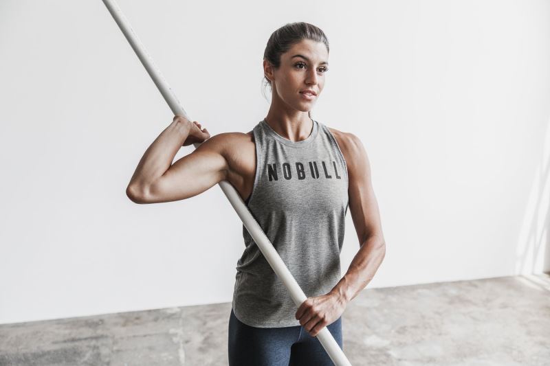 Grey Women's Nobull High-Neck Classic Colors Tanks | JOVSDY-291