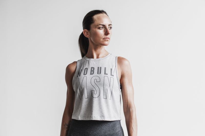 Grey Women's Nobull Muscle Madison Tanks | ZWQSDK-514