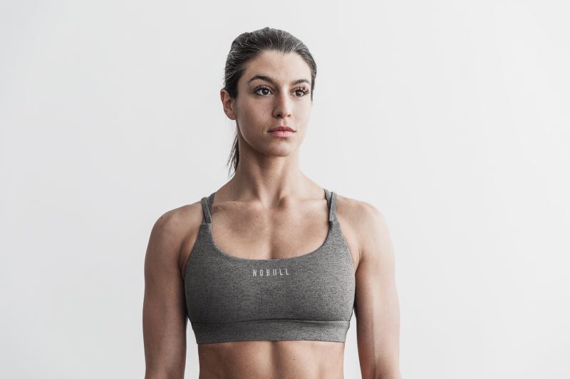 Grey Women's Nobull Plush Heather Sports Bras | LUPEQY-039