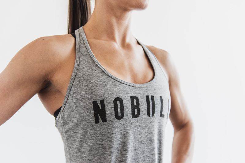 Grey Women's Nobull Racerback Classic Colors Tanks | EGCYQM-342