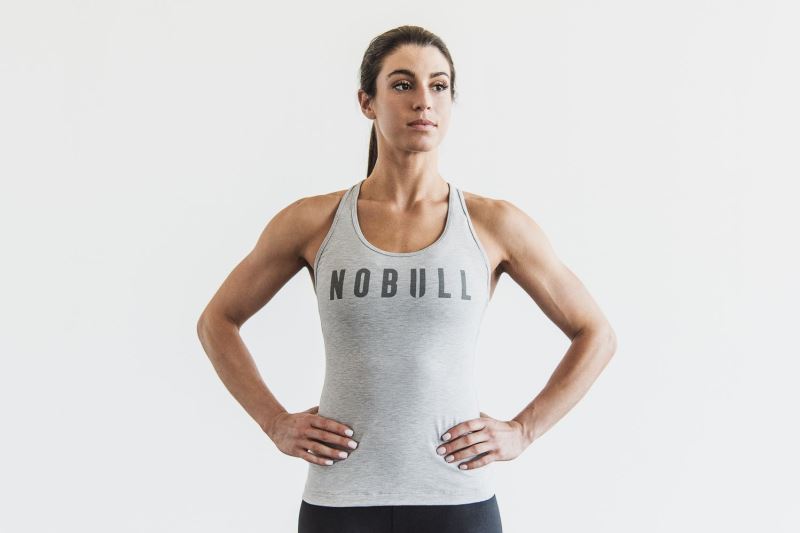 Grey Women's Nobull Racerback Classic Colors Tanks | OBUINK-104