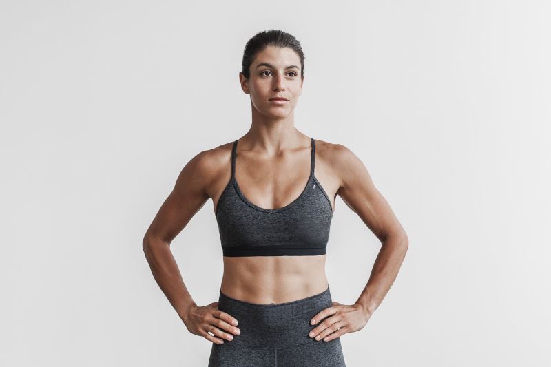 Grey Women's Nobull V-Neck Matte Sports Bras | HDFNSC-076