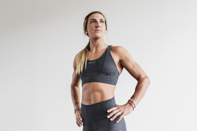 Grey Women's Nobull Wide Band Matte Sports Bras | AWHXLK-456