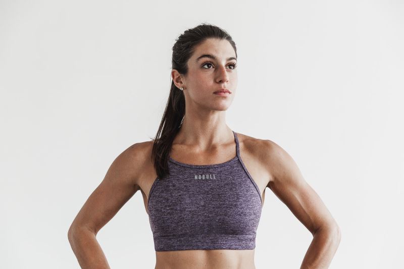 Lavender Women's Nobull High-Neck Matte Sports Bras | CQLRVZ-913