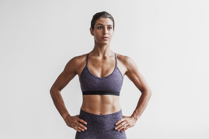 Lavender Women's Nobull V-Neck Matte Sports Bras | EKCDAX-874