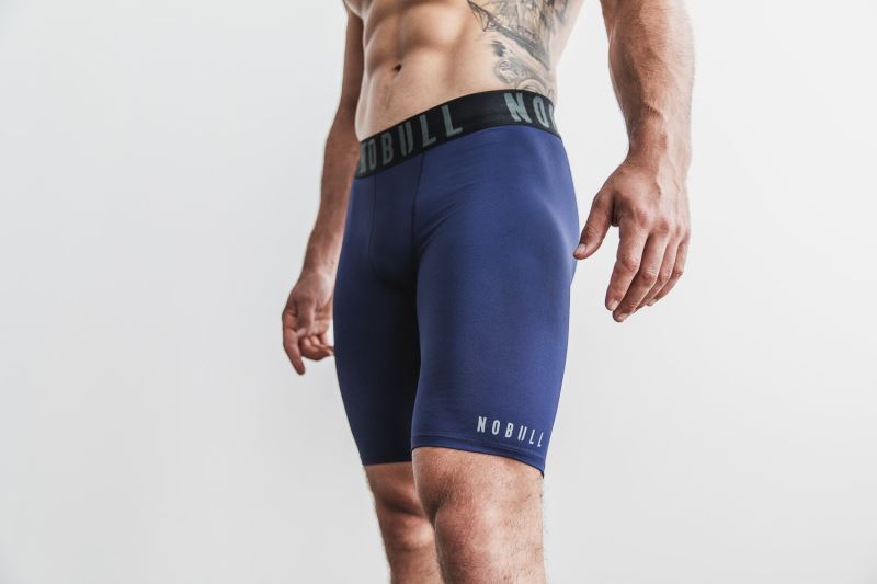 Navy Men's Nobull Compression 9" Shorts | LPUNYA-769