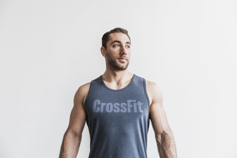 Navy Men's Nobull Crossfit Tanks | GWCLUT-637