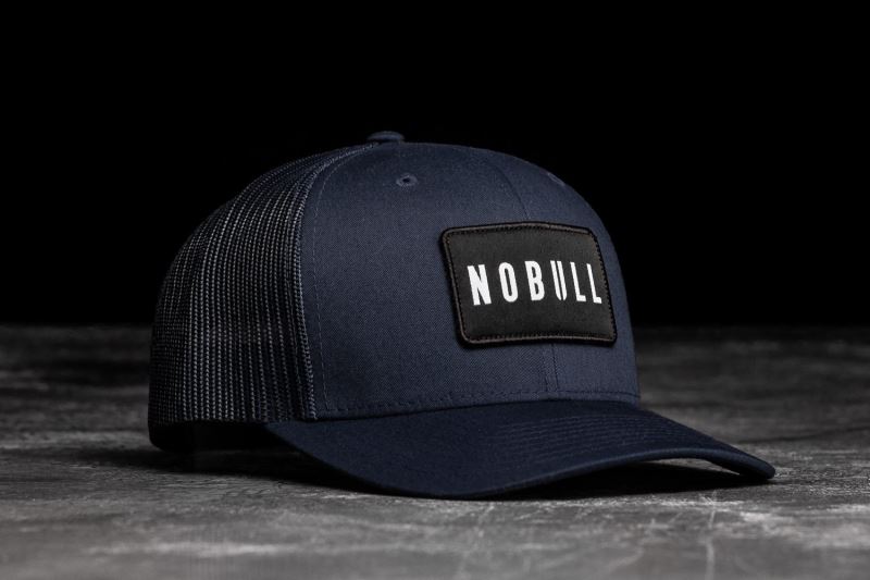 Navy Men's Nobull Curved-Brim Trucker Hats | HMYBDU-580