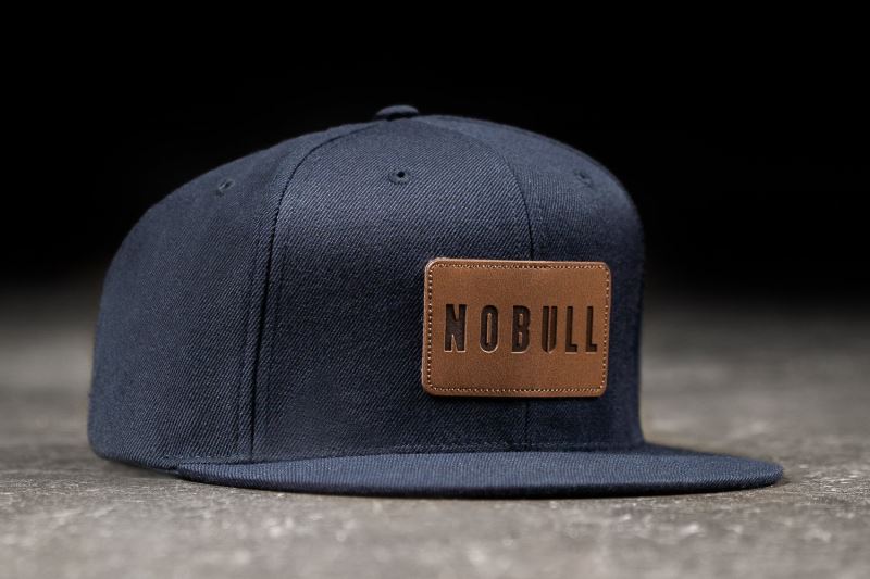 Navy Men's Nobull Flat-Brim Snapback Hats | WUPCAL-569