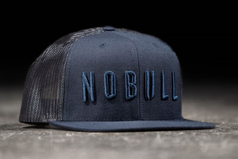 Navy Men's Nobull Flat-Brim Trucker Hats | HEPIQA-452