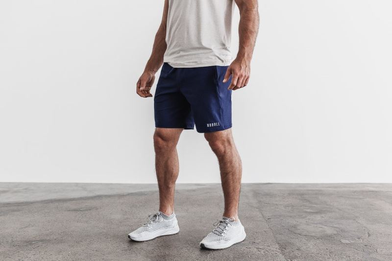 Navy Men's Nobull Knit 8.5" Shorts | QOVNAM-573