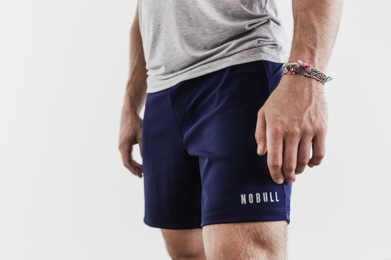 Navy Men's Nobull Lightweight 7" Shorts | ZQALKI-861