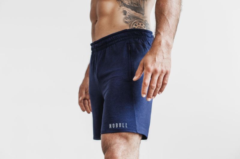 Navy Men's Nobull Lightweight Knit 7" Shorts | MCRIOD-169