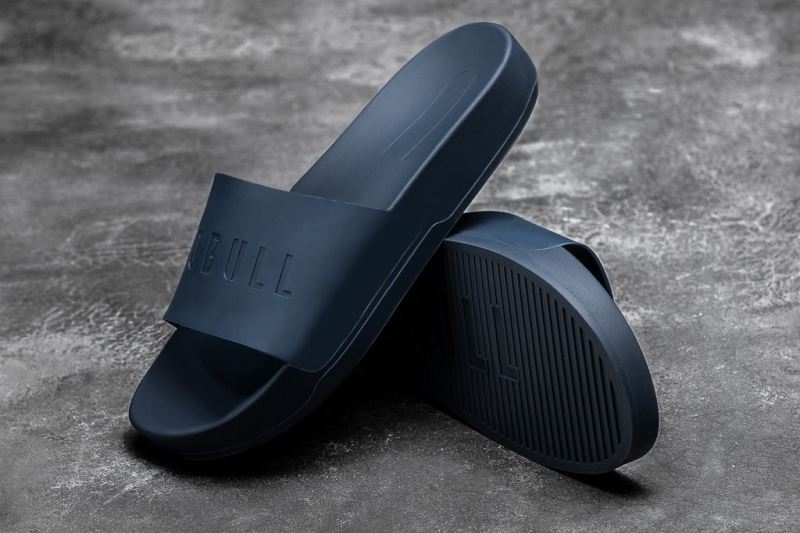 Navy Men's Nobull Lightweight Slides | OFUMDL-762