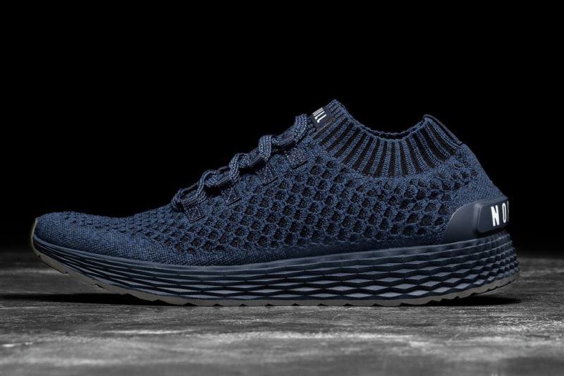 Navy Men's Nobull Midnight Knit Running Shoes | GVCILR-289