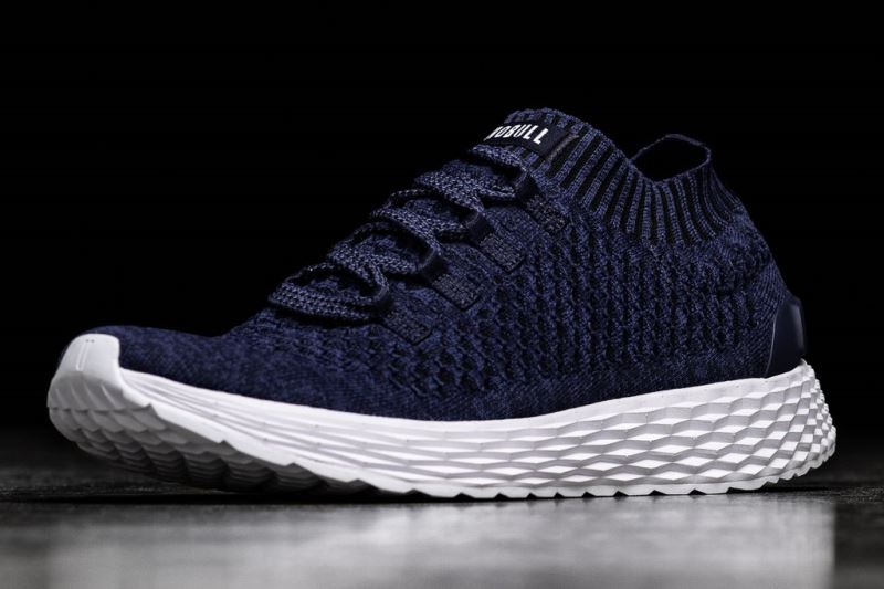 Navy Men's Nobull Midnight Knit Running Shoes | UBJLEP-301