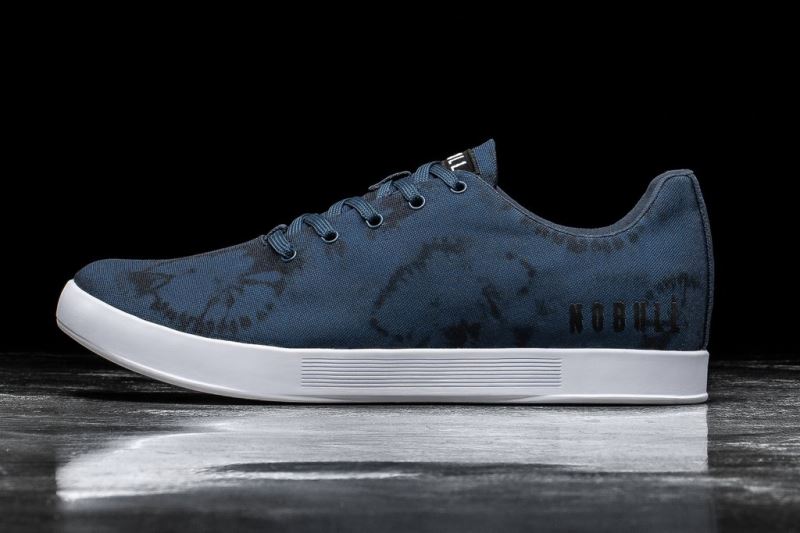 Navy Men's Nobull Tie-Dye Canvas Trainers | SPFMYU-865