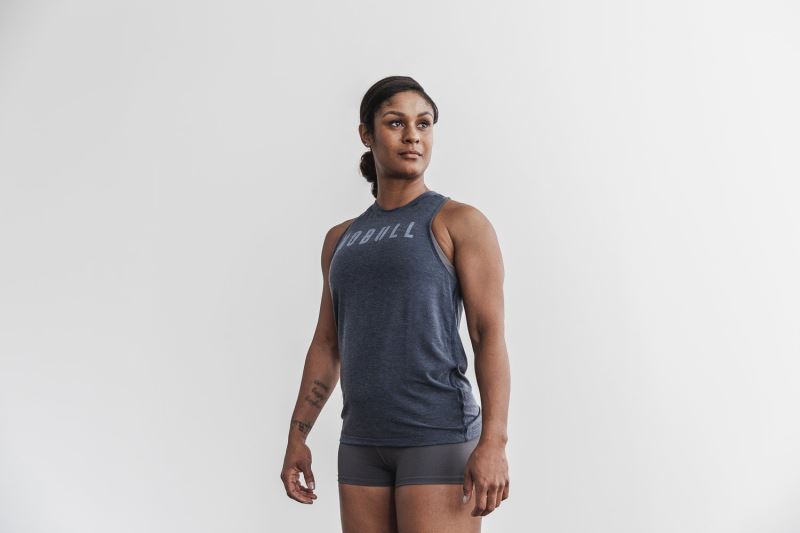 Navy Women's Nobull High-Neck Classic Colors Tanks | OFWUXY-068