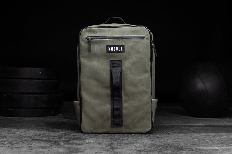 Olive Men's Nobull Waxed Canvas Backpack Bags | RKEMZP-894