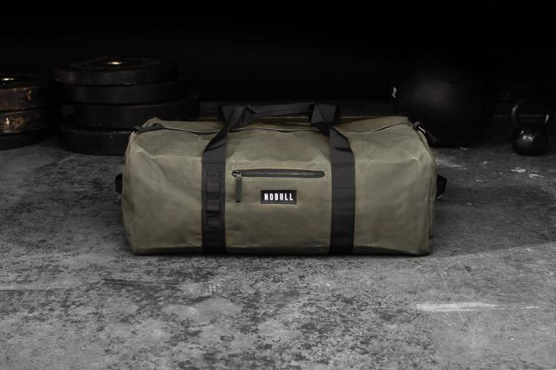 Olive Men's Nobull Xl Waxed Canvas Traditional Duffle Bags | JAZGLI-081