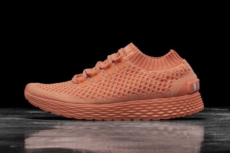 Orange Men's Nobull Melon Knit Running Shoes | SQNRDM-853