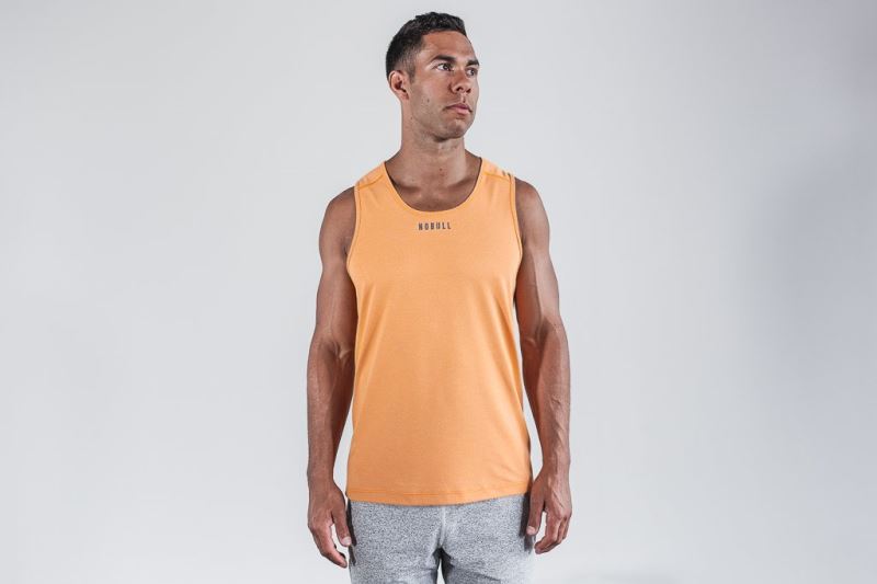 Orange Men's Nobull Textured Tanks | NBJMIZ-562