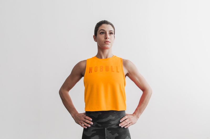 Orange Women's Nobull Muscle Neon Tanks | DVPSIF-641