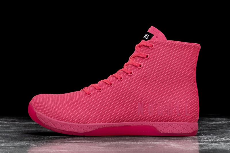 Pink Men's Nobull High-Top Neon Trainers | KJSYIZ-124