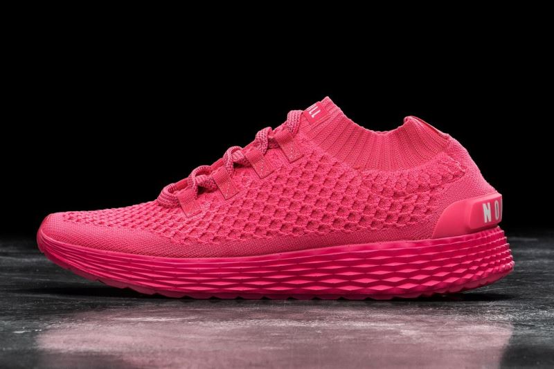 Pink Men's Nobull Neon Knit Running Shoes | BEVMAN-124