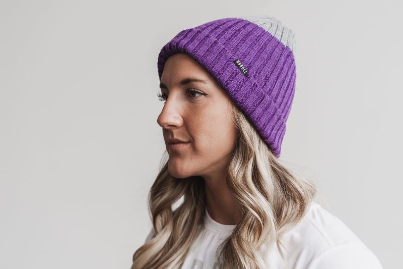 Purple Grey Men's Nobull Watch Cap Beanies | BLQPFK-918