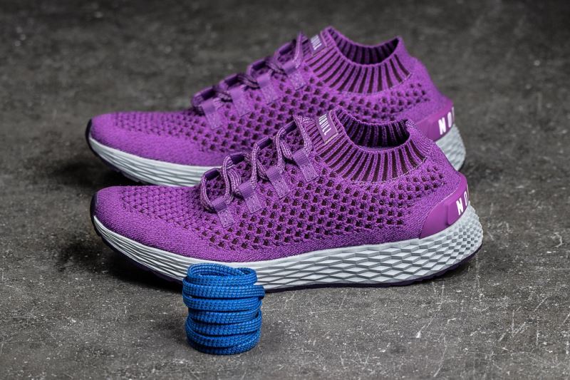 Purple Men's Nobull Knit Running Shoes | CTMLQR-026